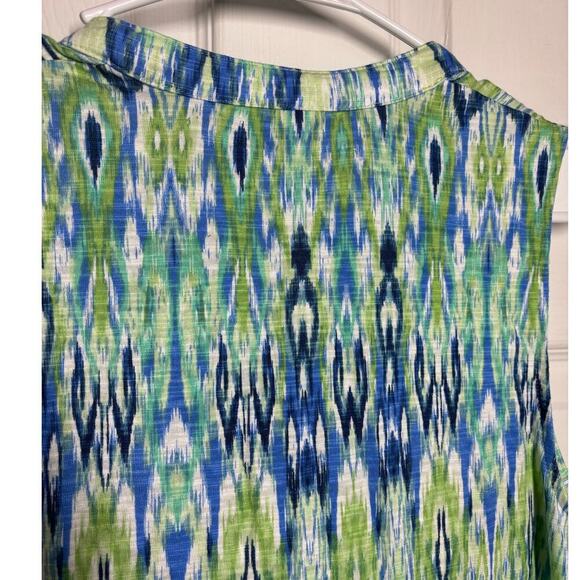 Chicos Women 1 Blue Green Tank V Neck Hi Low Top Casual Summer Spring - Picture 6 of 7